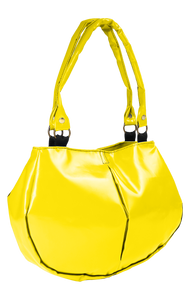 Sac à mains de la marque Dababo, modèle Everyday en chutes de bache de camions recyclées avec anse. Modèle féminin de couleur jaune