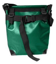 Charger l&#39;image dans la galerie, Sac vert messenger Dababo, modèle Transporter L avec option pour vélo. Attache poitrine à clips et attache cadre velo. 