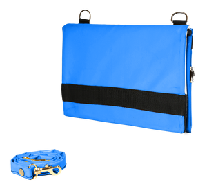Sac épaule de la marque Dababo, modèle Carnet bleu-classic en chutes de bache de camions recyclées avec anse