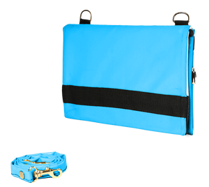 Sac bleu-clair épaule de la marque Dababo, modèle Carnet en chutes de bache de camions recyclées avec anse