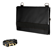 Charger l&#39;image dans la galerie, Sac épaule de la marque Dababo, modèle Carnet noir en chutes de bache de camions recyclées avec anse