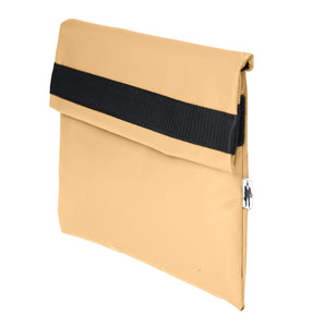 Pochette marron d'ordinateur Dababo, modèle Ardoise S adapté aux ordinateurs 11 pouces en chutes de bâche de camion recyclées de couleur.