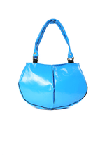 Charger l&#39;image dans la galerie, Sac à mains bleu-clair de la marque Dababo, modèle Everyday en chutes de bache de camions recyclées avec anse. Modèle féminin tournant à 360°