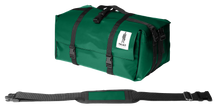 Charger l&#39;image dans la galerie, Sac vert Origami de la marque Dababo, sac pliable multi-fonctions, 3 positions en chutes de baches de camions recyclées avec lanière en format fermé.